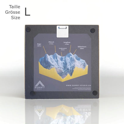 Modèle 3D Jungfrau / Eiger / Mönch avec base en pierre